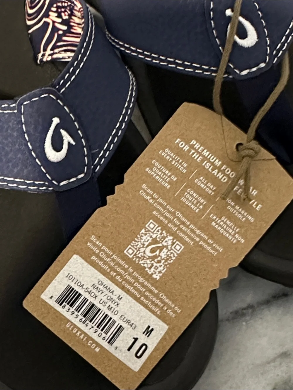 Olukai OHANA Navy Blue Flip Flop Sandals new with tag NWT US Men 10